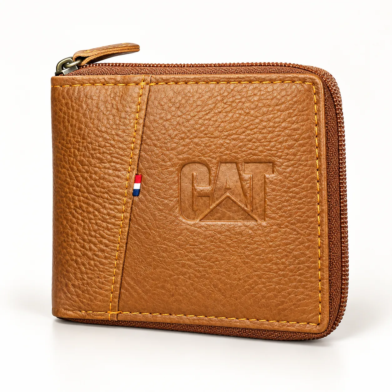 Rugged Zip-Around Leather Wallet with Quick Pocket